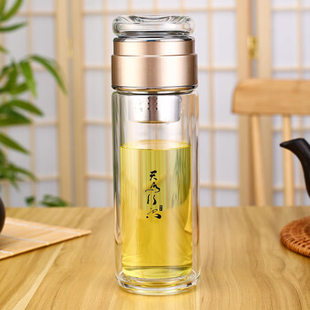 拓进亚泰双层玻璃杯茶水分离杯子车载茶杯男士泡茶杯便携耐高温防烫杯