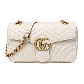 gucci古驰女包双g小号marmont系列gg 经典链条包 443497 白色小号