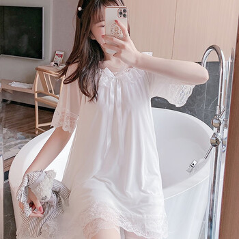 服可外穿公主风少女连衣裙蕾丝睡衣hs8811网纱裙白色xl码建议115135斤