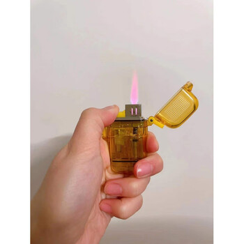 粉色火焰防风打火机ins透明可循环男女友礼物抖音网红岙筱透明黄单机