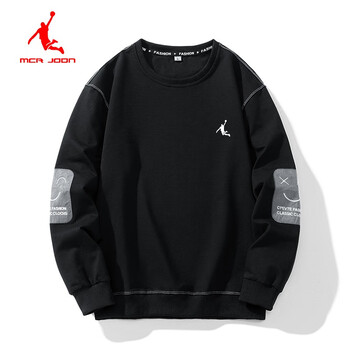 乔丹卫衣男2023春秋季新款休闲运动打底衫长袖圆领薄 d_1059_黑色春秋