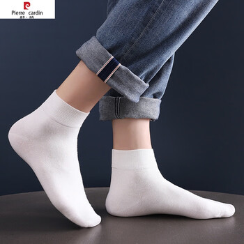cardin) 袜子男男袜纯色中筒夏季薄款吸汗透气春秋男士运动短袜 白色
