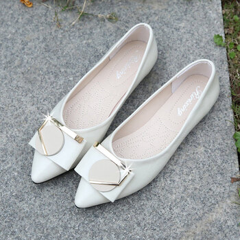 芃仕格美单鞋瓢鞋女士尖头平底船鞋女春款网红仙女配裙女鞋晚晚鞋软底