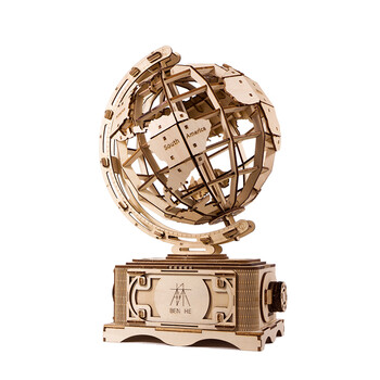 新款木制地球仪3d模型3d地球仪拼装玩具高难度手工模型diy生日礼物