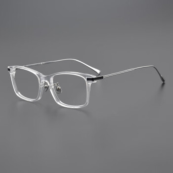 CELLI陈道明同款日本超轻纯钛板材眼镜框商务男近视变色方框透明眼镜架 透明色 单买镜框-不配近视镜片