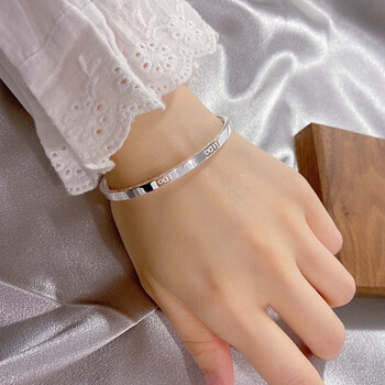 手镯女s999足银闭口我愿意款简约送女朋友520礼物我愿意ido约25克58