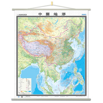 2019竖版中国地形图挂图约0911米九段线南海一体全图