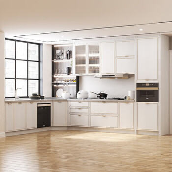 欧铂丽(oppolia)橱柜定制 简约风纯白色厨房厨柜定做 石英石台面灶台