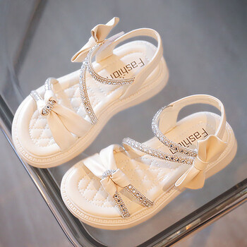 斯凯奇女童鞋公主鞋2023春季新款儿童凉鞋宝宝小女孩水晶鞋夏款软米白