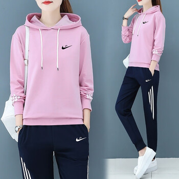 nike耐克韩版大码运动套装女秋季2023年新款时尚休闲跑步服卫衣连