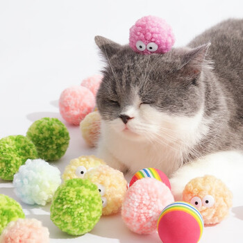 玩具球解闷神器逗猫棒耐咬静音球毛绒球幼小猫咪球球宠物猫的玩具用品