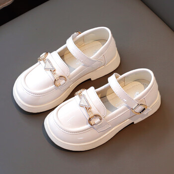 皮鞋夏季2023新款儿童英伦演出单鞋中大童时尚软底公主鞋女孩米白26码