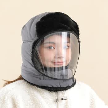 品莠雷锋帽秋冬女骑电动车防风保暖帽户外防水防寒男护耳帽带面罩防雾