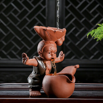 创森小米茶具葫芦娃喷水过滤网陶瓷茶滤可爱小和尚茶漏懒人紫砂茶展手