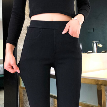 衫博黑色打底裤女外穿弹力高腰长裤2021新款秋冬九分裤紧身裤加长小脚