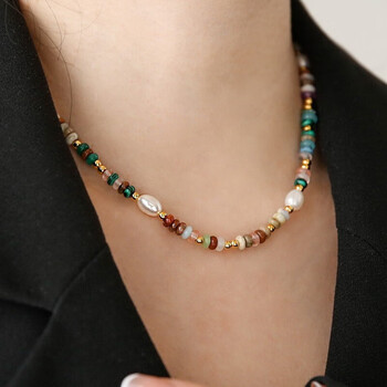 饰品>项链>quamer>quamer施华洛世奇皓小众轻奢复古石水晶串珠淡水