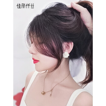 网红八字刘海假发片全真发遮白发轻薄自然隐形无痕头顶补发片女 网红