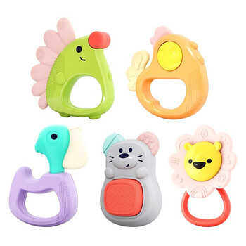 乐队摇铃婴幼儿童安抚手摇铃可水煮36个月宝宝早教玩具森林宝贝牙胶