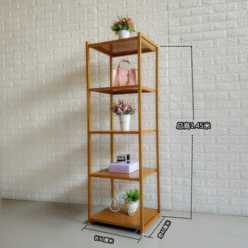 放衣服的架子金色服装店展示架轻奢女装店落地式五层鞋包置物架收纳