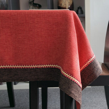 桌布罩件台布餐桌布长方形高档新中式纯色婚庆轻奢风酒红色桌布软防滑