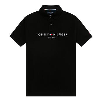 tommyhilfiger美国汤米男夏短袖绣花polo衫弹力棉柔软棉翻领t恤黑色美