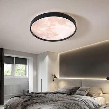 灯序卧室灯吸顶灯三色变光主卧led灯现代简约创意个性月球装饰灯新款