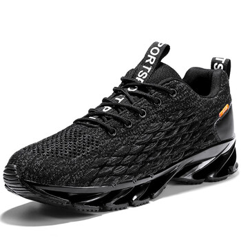 vancamel休闲鞋男轻跑鞋网面透气刀锋跑步鞋飞织男士跑鞋子6839黑色44