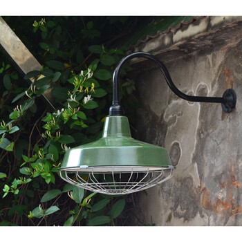 劢道怀旧复古老式搪瓷灯罩邮政绿loft咖啡店户外防水马路灯罩 弯杆灯