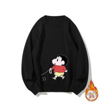 卫衣男女情侣装可爱日系卡通学生萌系长袖衣服黑色加绒小新l17092a