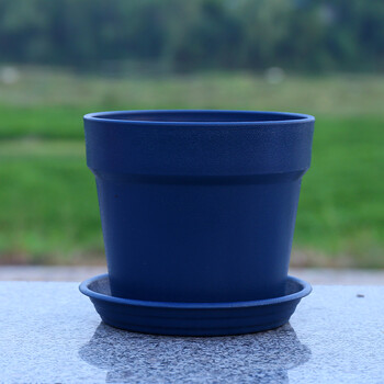 塑料花盆绿植盆栽加厚仿陶瓷小中大花盆 藏蓝色 特大