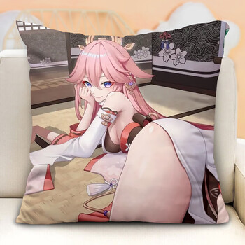 校园季八重神子抱枕原神周边定制雷电将军屑狐狸卡通玩偶睡觉床上靠枕