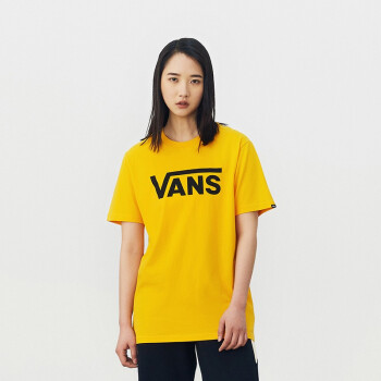 vans範斯官方 黃色經典logo運動休閒男女情侶夏季短袖t恤tee 黃色 xl