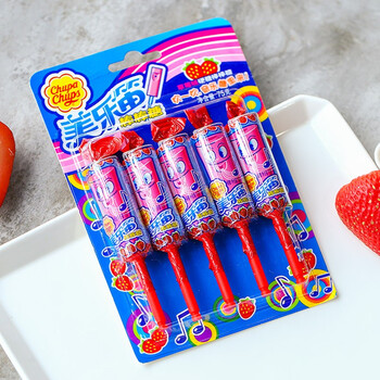 阿尔卑斯珍宝珠美乐笛五支装口哨糖硬糖儿童零食创意音乐棒棒糖草莓味
