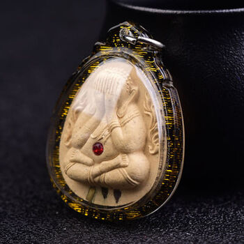 泰国佛牌 龙婆坤2556必打佛 掩面佛 送佛牌链 香灰色掩面佛