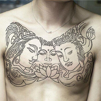 纹身贴纹身贴男披肩火焰图腾半甲过肩图腾胸部个性防真刺青贴纸 w268