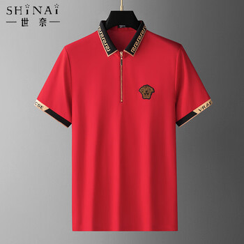 奈短袖t恤男2023夏新款薄款轻奢高端男士潮流休闲polo衫男装t恤 红色
