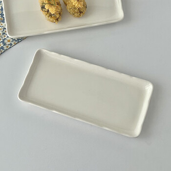 驰诺白色长方形盘子家用菜盘寿司盘餐厅甜品盘子早餐盘长盘白色