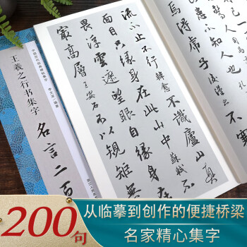 王羲之行书集字名言二百句收录王羲之行书经典碑帖集字名言作品集临摹教程行书毛笔书法字帖王羲之兰亭序 李文采 褚潮歌 摘要书评试读 京东图书