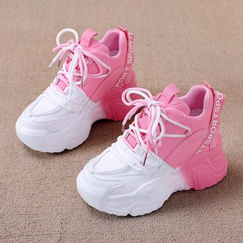 爱步蝶内增高小白鞋女2022新款春季老爹鞋女小个子百搭厚底休闲运动鞋