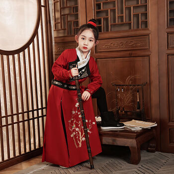 戏狐品牌花木兰服装六一表演出服女童汉服古风装儿童节小孩中国风侠客