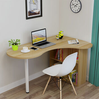 转角书桌弧形电脑卧室组合办公写字台式书柜拐角阳台定制简约桌子 1