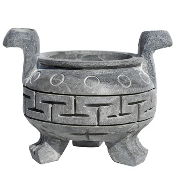 恒愎定做石雕石头青石香炉圆形墓地墓园祠堂寺庙祭祀石香炉鼎 圆形