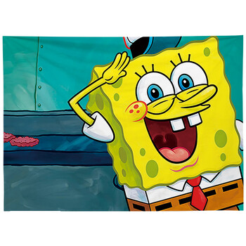 海绵宝宝背景布卡通海绵宝宝背景布ins挂布网红卧室装饰儿童房男孩