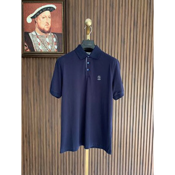 brunello cucinelli藏蓝色小logo短袖polo衫纯棉舒适透气23年春夏新款