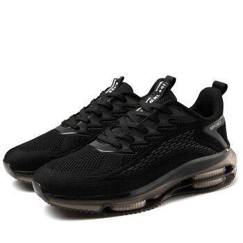 鸿星尔克(erke)2023新款夏季透气飞织子男潮流双气垫 夏天跑步鞋 黑色