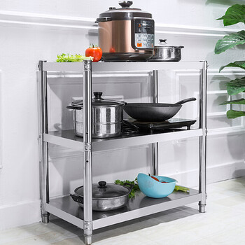 厨房置物架多功能厨房收纳架 不锈钢微波炉架落地储物架层架货架仓储