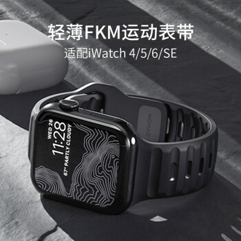美国NOMAD活力橙苹果iwatch表带Apple Watch8 Ultra橙色运动氟橡胶硅胶防摔 【黑色】【49/45/44/42mm】