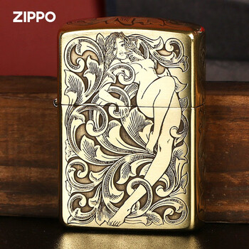zippo打火机纯铜雕刻唐草仙子唐草纹煤油防风打火机美国芝宝男士专属