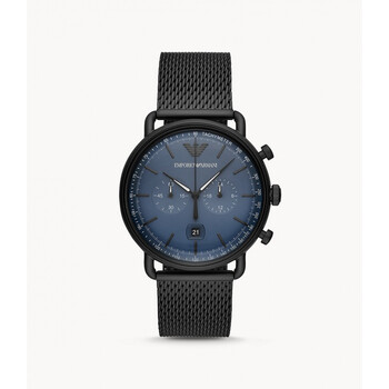 emporioarmani阿玛尼飞行员商务编织钢带石英男士腕表ar11201黑色43mm