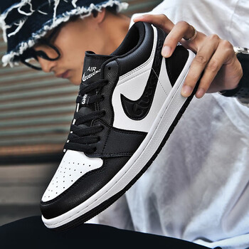 男空军一号男莆田鞋官方aj低帮板鞋男女学生情侣款运空军nk黑白熊猫45